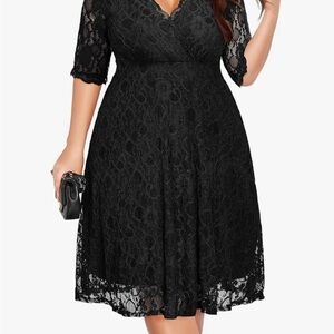 Elegant Black Lace Midi Dress